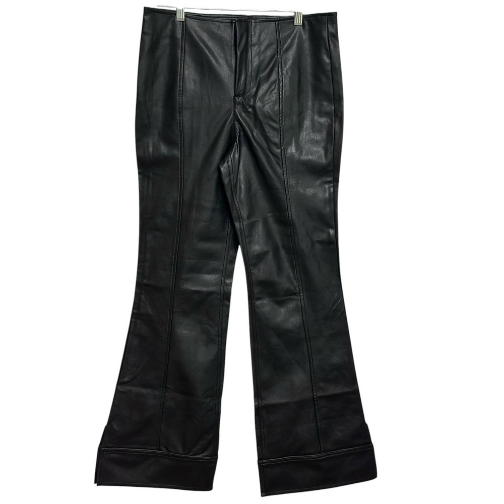 We The Free Flare Pants Women Black Vegan Leather Hi-Waist Edgy Streetwear 12